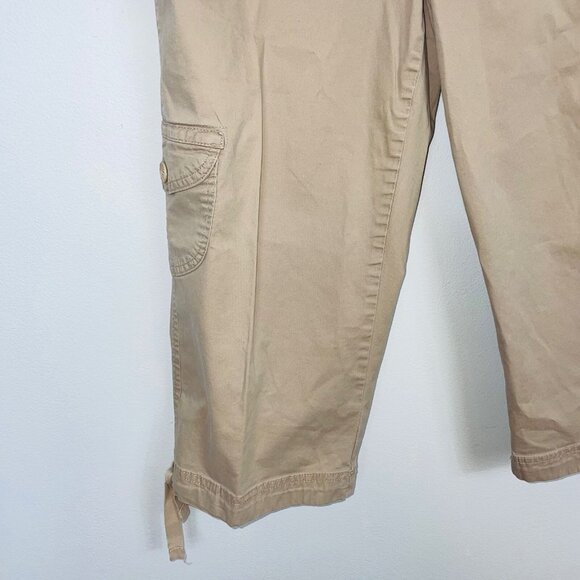 Vintage Y2K Womens 12 Capri Cargo Pants Beige Khaki Straight Leg - Picture 6 of 11
